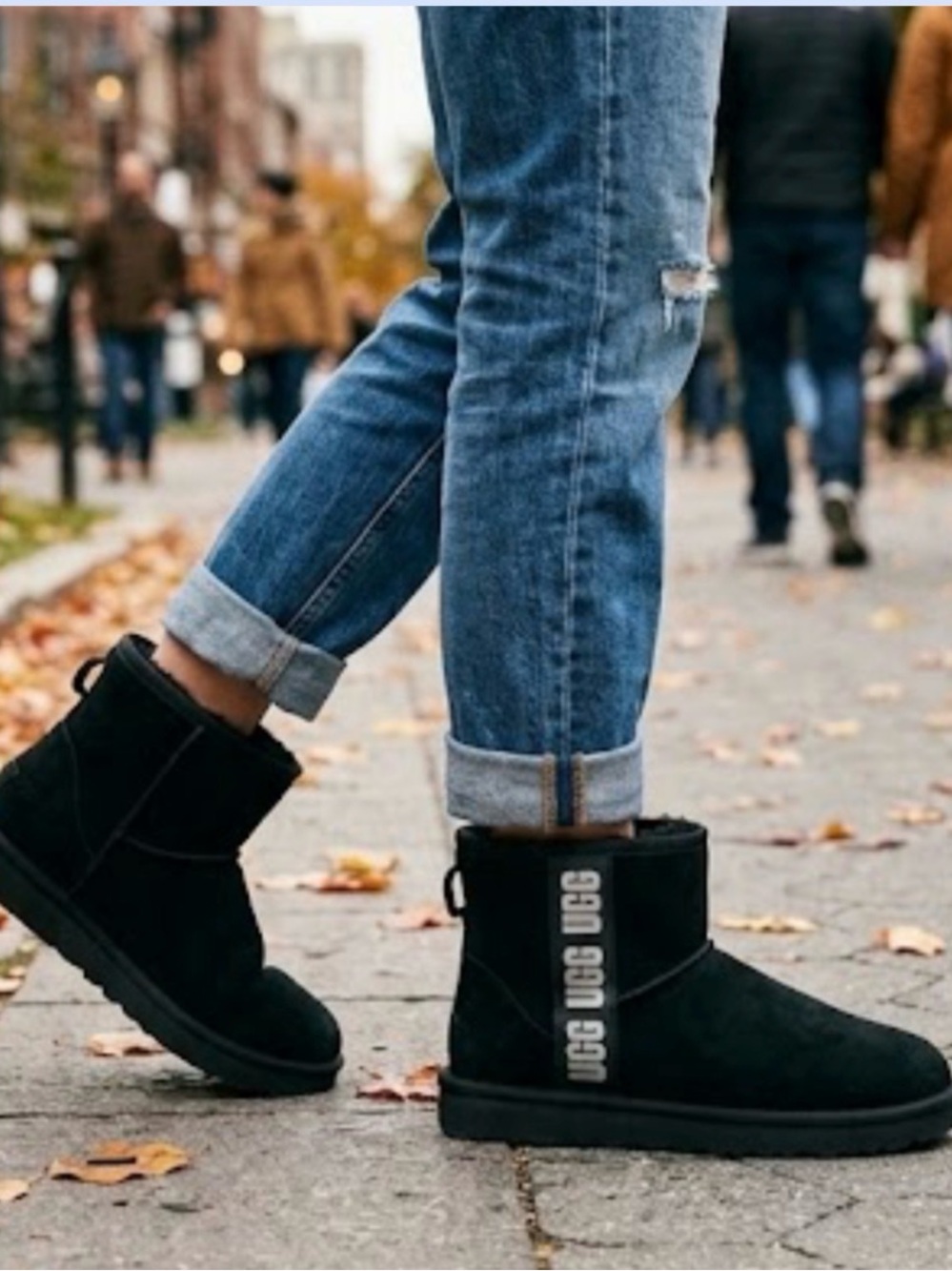 UGG Black Suede Short Logo-Trim Booties